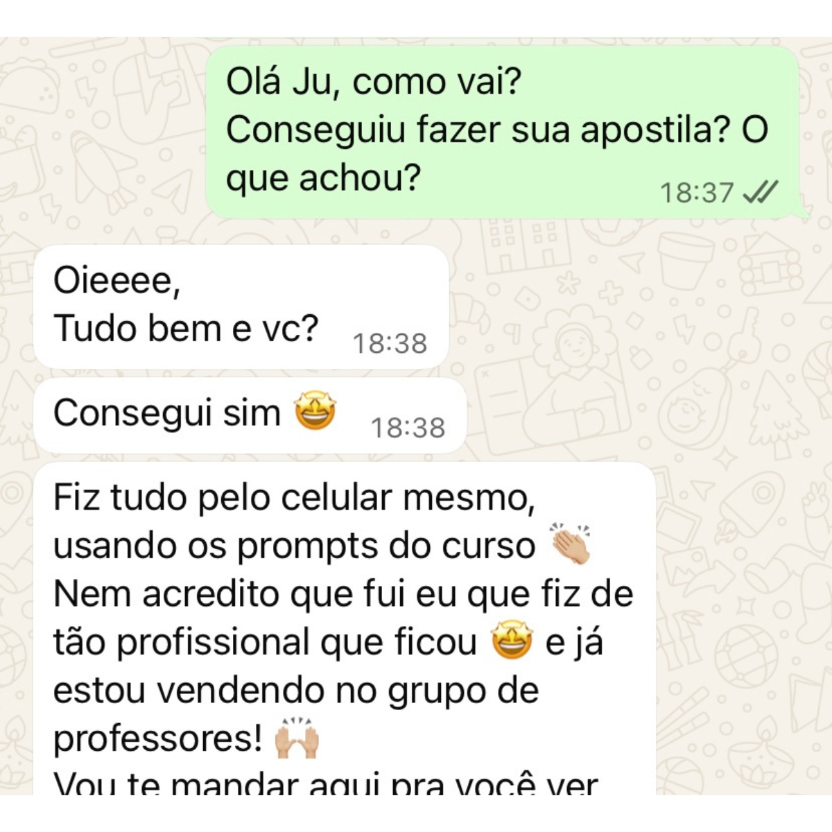 Depoimento de Juliana: nunca tinha diagramado, a capa com IA ficou profissional