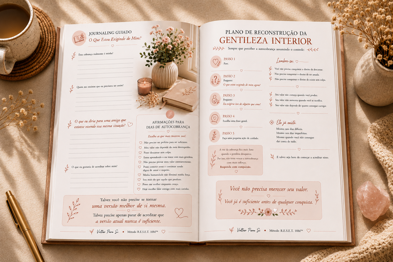 Livro Voltar Para Si aberto mostrando páginas reais